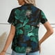 thumbnail image 4 of Top de Impresión Hawaiana de las Señoras, Moda de Manga Corta Solapa Casual Botón Blusa para las Vacaciones Y el Uso Diario, Camiseta Elástica de Verano, 4 of 6