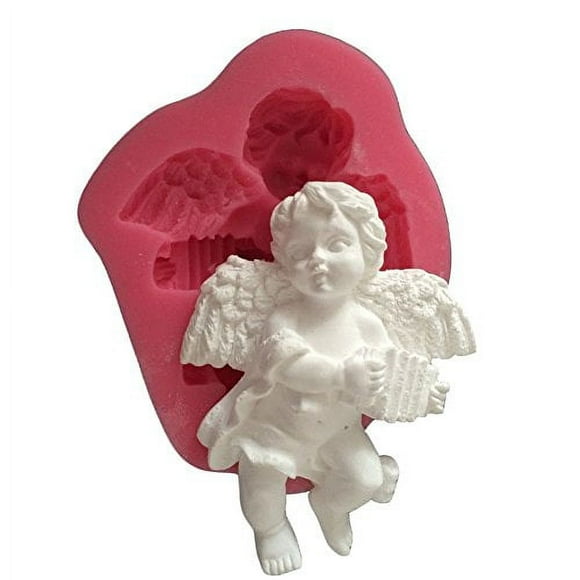 MoldFun Small Size Baby Angel with Wings Statue Silicone Mold for Fondant, Cake/Cupcake Decorating, Chocolate, Candy, Soap, Lotion Bar, Plaster of Paris, Polymer Clay, Cement, Concrete