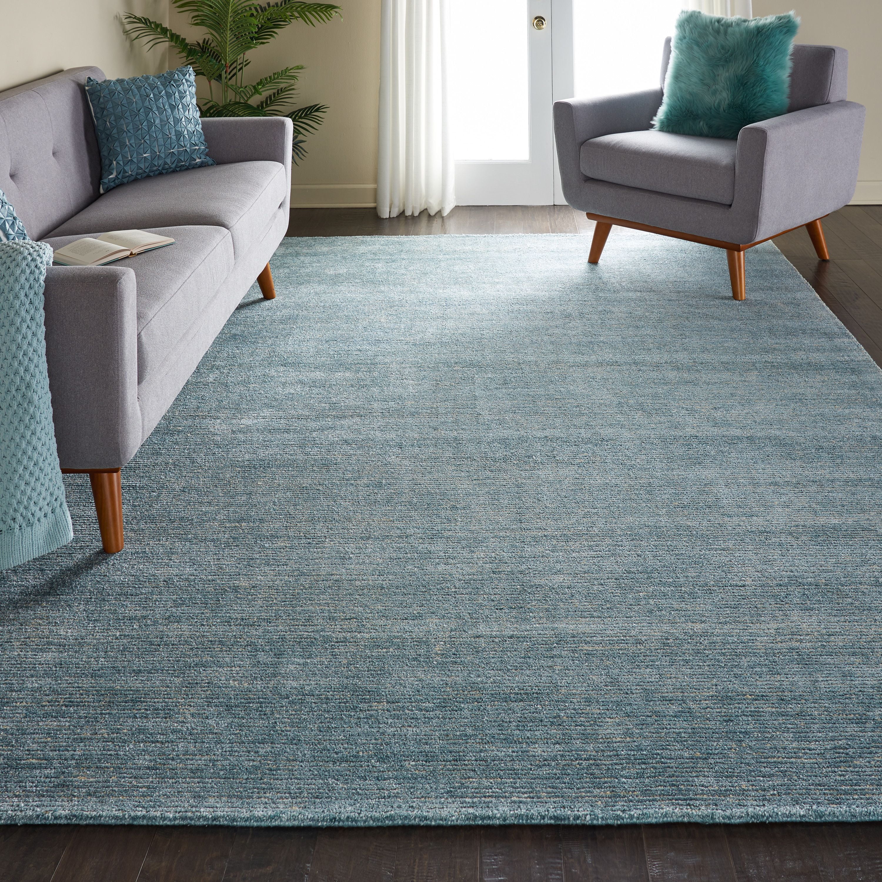 Nourison Weston Contemporary Solid Seafoam Area Rug