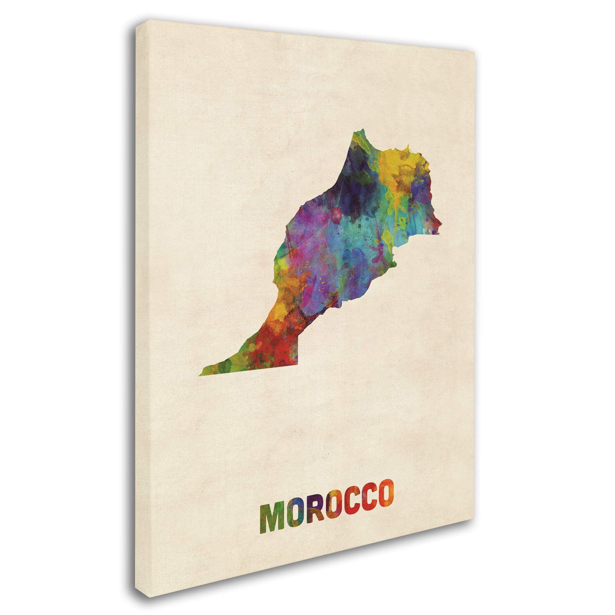 Trademark Fine Art 'Morocco Watercolor Map' Canvas Art by Michael Tompsett
