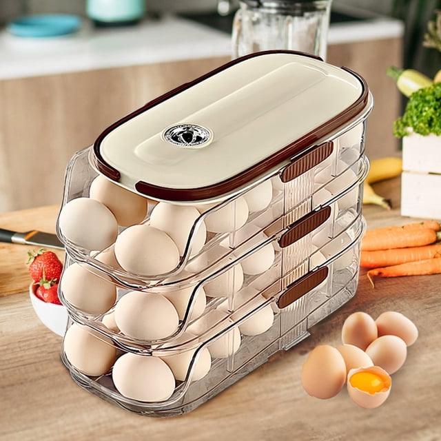 Double Storage Box for Kitchen & Refrigerator, Transparent Rolling Rack Organizer, Multi-Layer Plastic Storage Container for Eggs, Snacks & Small Kitchen Items, Space-Saving Design