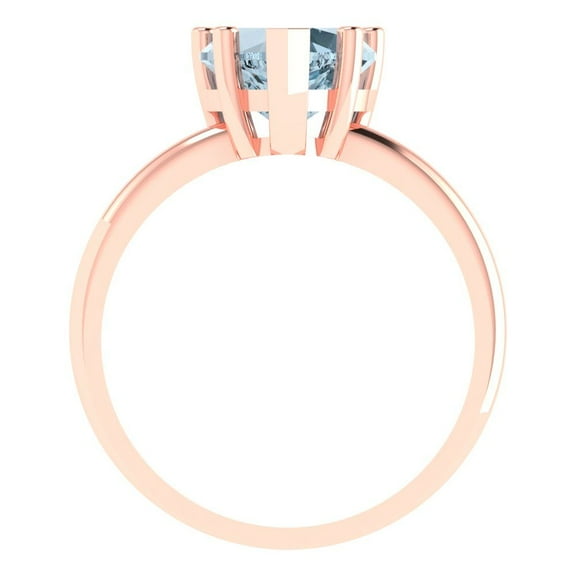2 ct Heart Cut Natural Aquamarine Solitaire Engagement Ring for Women in 18K Rose Gold