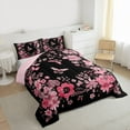 thumbnail image 3 of jejeloiu Country Floral Blossom Bedding Comforter Set,Boho Exotic Style Moth Twin Comforter Sets,Pink Cherry Floral Bedding Set For Girls,Microfiber Bedroom Decor Reversible,2-Piece, 3 of 8