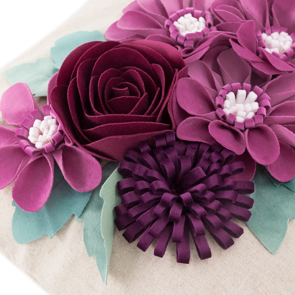 JWH 3D Fuchsia Decorative Flower Throw Pillow Covers for Unique and Stylish Decoration 18x18inch Square