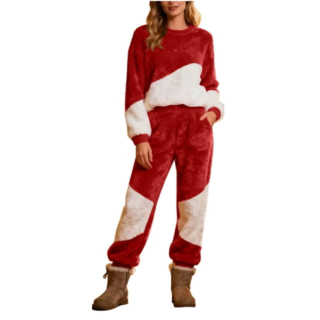 Womens Set,Casual Round Neck Solid Color Winter Thick Velvet Warm,Womens Winter Jacket