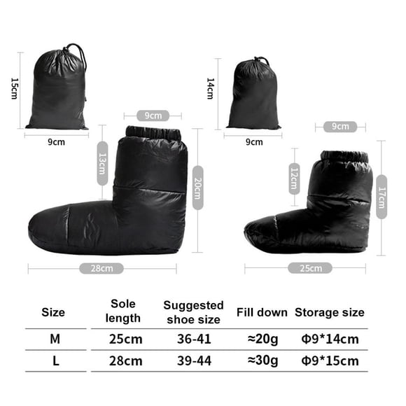 Bottes en Duvet de Canard, Bottes de Couverture de Pied Remplies de Haut en Bas d'Hiver vers le Bas Chaussettes Hautes Atteindre Plus