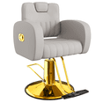 thumbnail image 2 of Baasha Ergonomic Gray and Gold Salon Chair with Comfortable Thickened Cushions, Heavy Duty Stylist Chair with Steel Frame, Stylish Hair Chair with Leather Upholstery, Weight Capacity 440 lbs, 2 of 8