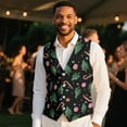 thumbnail image 4 of Yuyamidu Xmas Tree Men's Suit Vest Candy Canes Dress Vest for Men Size L Slim Fit Formal Business Waistcoat Tuxedo V-Neck Vests for Wedding, Christmas, 4 of 7