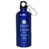 Blue 20oz Aluminum Sports Water Bottle Caribiner Clip ZW210 Keep Calm and Play On Basketball