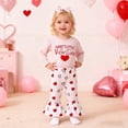 thumbnail image 2 of Likimi Infant Girls Valentine'S Day Outfit Set Long Sleeve Letter Print Crew Neck Top Pants Three Piece Set With Headband Pink Size 0-3 Months, 2 of 9