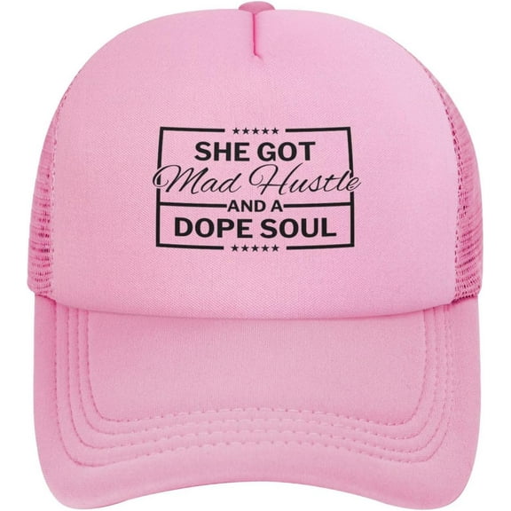 She Got Mad Hustle and A Dope Soul Mesh Hat Men Women Baseball Cap Trucker Hat Funny Cap
