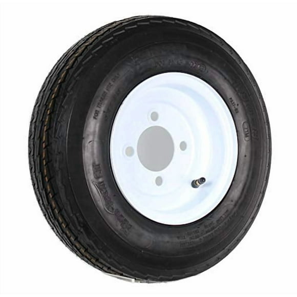 eCustomrim Trailer Tire On White Rim 480-8 4.80-8 4.80 x Load Range C 4 Lug Wheel - 2 Year Warranty w/Free Roadside