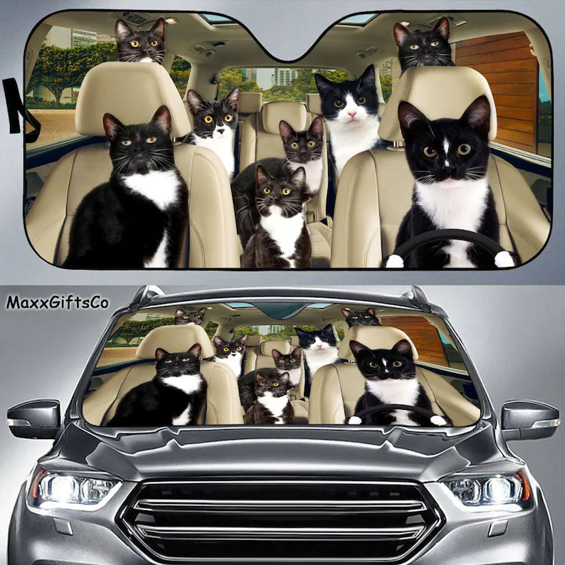 Tuxedo Cat Car Sun Shade Tuxedo Cat Windshield Tuxedo Cat Family