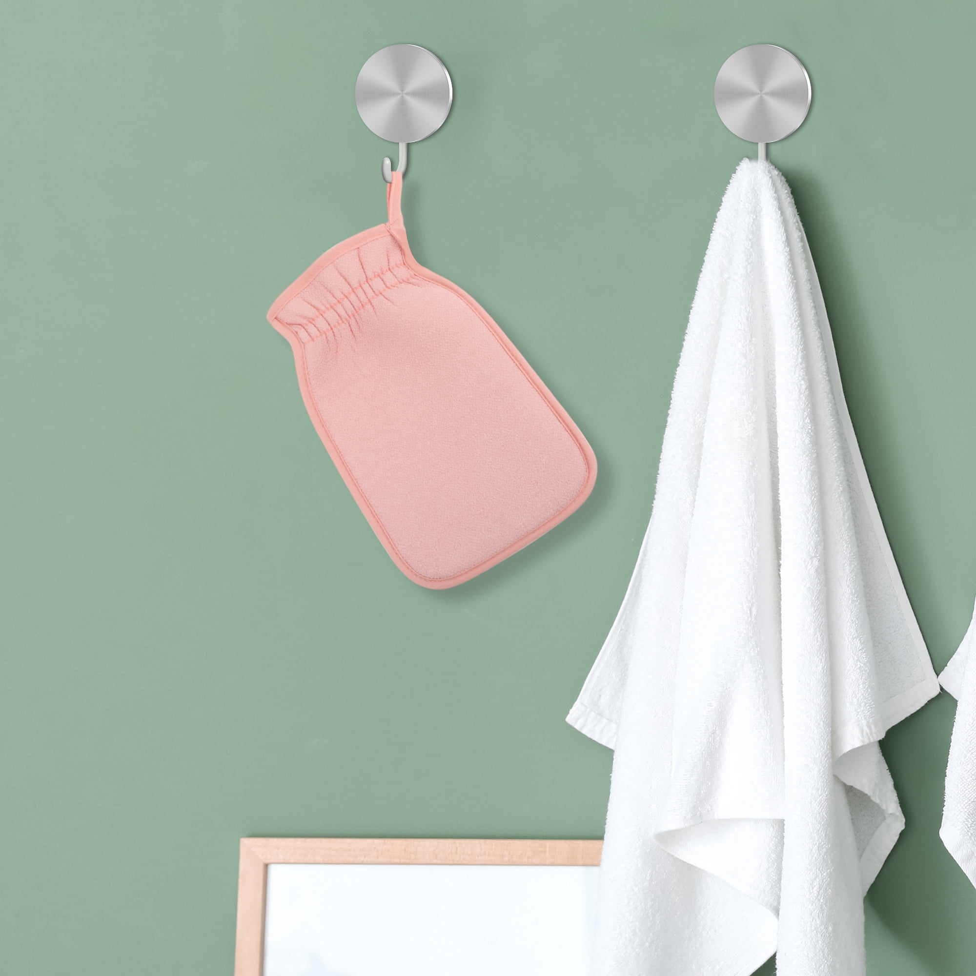 Unique Bargains Gloves Bath Towel for Shower Room 14x24cm 1 Pc Pink