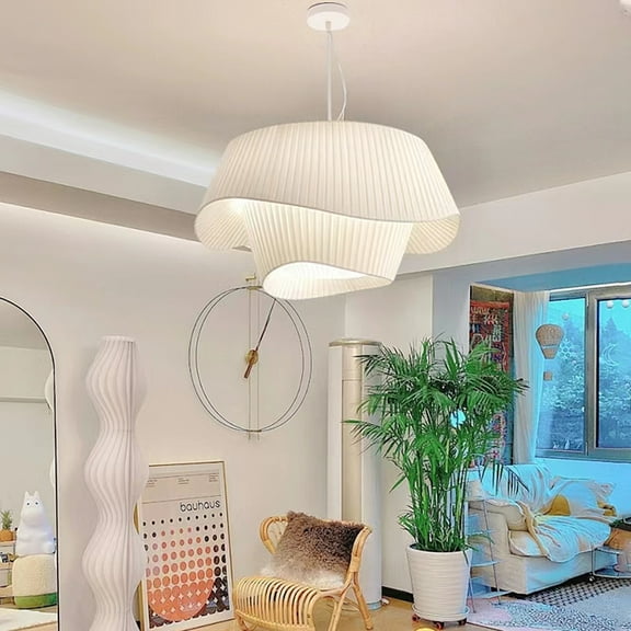 Arturesthome Milk White Chandelier Silk Satin Led Bedroom Decor Home Pendant Lights