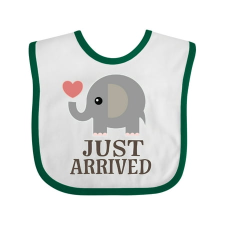 Inktastic Just Arrived Baby Elephant Boys or Girls Baby Bib