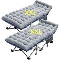 MOPHOTO Oversized 2PK Folding Camping Cot for Adults, XXL Outdoor Portable Camp Bed with Carry Bag, Oxford Strong Heavy Duty Sleeping Cots with Mattress