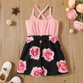 thumbnail image 2 of PatPat Girls Summer Clothes Toddler Rompers Floral Bowknot Belted Button Back Crisscross Cami Jumpsuits, Pink, 4-5 Years, 2 of 6