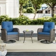 thumbnail image 6 of Gymojoy 5-Piece Brown Wicker Patio Furniture Set with Fire Pit Table, All Weather Patio Conversation Set Outdoor Loveseat with Swivel Chair & Side Table, Blue, 6 of 10