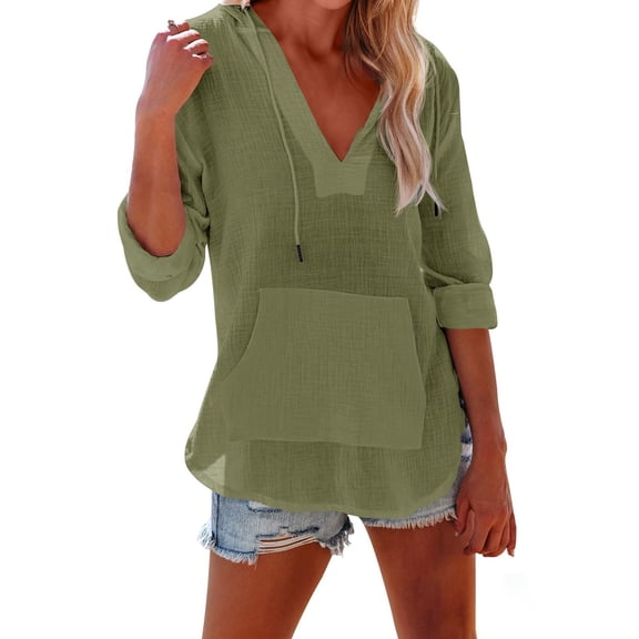 Cotton Linen Hoodie Zip up Essentials Hoodie Gauze Shirts Athletic Cooling Jacket with Pocket Ultra Lightweight Zip Hoodie Women Long Sleeve Hooded Sweatshirt Beach Gauze Coverup,Green,L