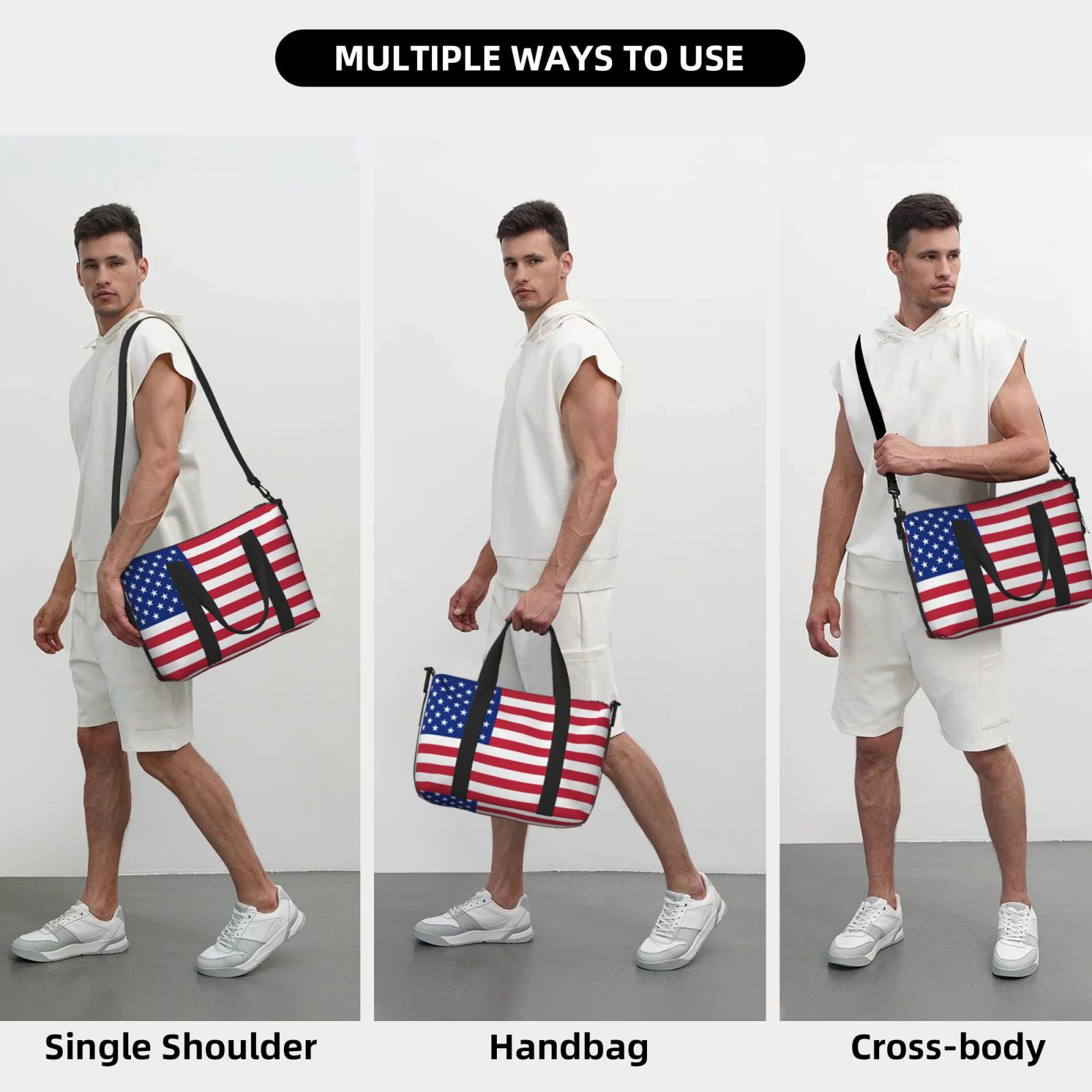 Travel Duffel Bag Love America Sports Tote Gym Bag Shoulder Weekender Overnight Bag For Women Men