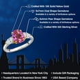 thumbnail image 2 of Gem Stone King 925 Silver and 10K Yellow Gold Pink Mystic Topaz and White Moissanite Engagement Ring for Women | 3.00 Cttw | Oval 9X7MM | Gemstone November Birthstone | Size 7, 2 of 7