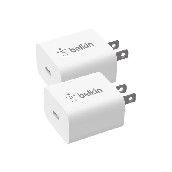 BELKIN BBC005-WH-2PK White 20W USB-C PD Wall Charger with PPS, 2-Pack