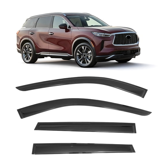 Ikon Motorsports Window Visors Compatible With 2022-2026 Infiniti QX60, Somke Acrylic Sun Rain Deflector 4PCS