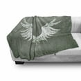 thumbnail image 3 of Grunge Soft Flannel Fleece Blanket, Old-Fashion Coat of Arms Wings in Front of Cracked Dirty Wall Royal Insignia Design, Cozy Plush for Indoor and Outdoor Use, 70" x 90", Grey White, by Ambesonne, 3 of 6