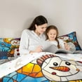 thumbnail image 4 of Manfei Kids Funny Snowman Bedding Comforter Set 7 Pieces, Merry Xmas King Bedding Sets, Geometric Painting Bed Sheets, Lightweight Room Decor, 4 of 8
