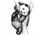 thumbnail image 3 of Animal Duvet Cover Set, Little Panda Bear on Tree Branch Fury Tropical Jungle Zoo Sketchy Print, Decorative 3 Piece Bedding Set with 2 Pillow Shams, King Size, Black and White, by Ambesonne, 3 of 3