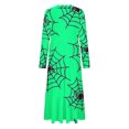 thumbnail image 4 of WXLWZYWL Womens Halloween Dress Plus Size Womens Dresses Fall 2024 Floral Printed Long Dress Long Sleeve Round Neck Sundress, 4 of 4