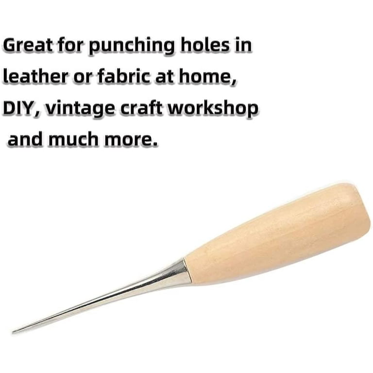 4 in 1 DIY Leather Awl Pricker Hole Maker Tool Wooden Handle Punch