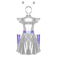 thumbnail image 4 of Hansber Women's Space Alien Outfit Shiny Metallic Cut Out A-Line Mini Dress with Alien Headwear and Gloves Silver XL, 4 of 6