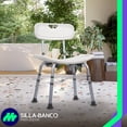 thumbnail image 2 of MEDICAL STORE Silla para Baño Ducha Segura Estructura de Aluminio, Cómoda Antidezlizante con Respaldo, Desarmable y con Altura Ajustable, 2 of 8