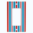 thumbnail image 2 of Metal Light Switch Wall Plate Outlet Cover (Vintage Red Teal Striped Wall - Single Rocker), 2 of 2