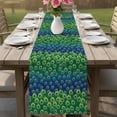 thumbnail image 5 of Peacock Feathers Cotton Linen Table Runner for Dining Kitchen, Ombre Blue Green Modern Animals Printed Wedding Outdoor Party Tablerunners, Dresser Scarf Coffee Tablecloth Runners 13x72 Inches, 5 of 8
