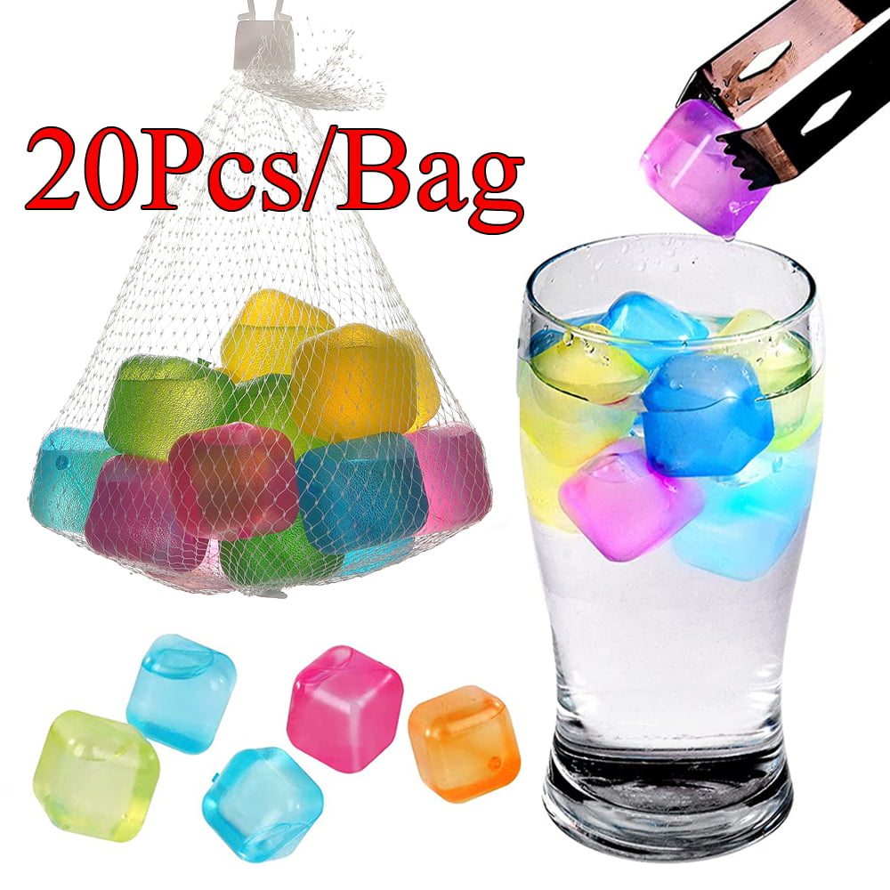 (20-Pack) Reusable Ice Cube, Refreezable Plastic Ice Cubes Reusable, for  Drinks, Cocktails Like Whiskey, Wine, or Coffee, Silicone Square Shapes,  Dry