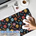 thumbnail image 4 of Long Mouse Pads for Desk,Black Colorful Skull Bone Pattern Desk Mats on Top Of Desks, Desk Mouse Pad Extra Large with 3mm Non-Slip Base and Stitched Edge for Gaming,Office,Work,Home 31.5"x11.8", 4 of 6