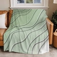thumbnail image 4 of Abstract Beach Coastal Throw Blankets, Ombre Sage Green Geometric Soft Fleece Blanket Decorative for Home Sofa Couch Chair Living Bedroom, 60x80 inches,, 4 of 8