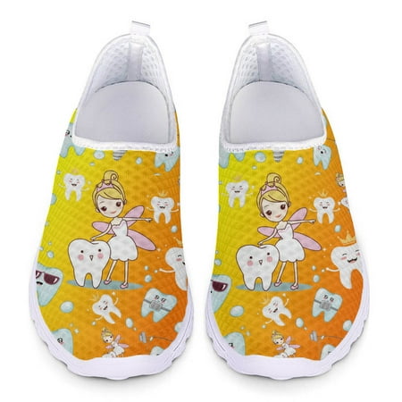 

Casual Shoes for Women Loafers Mesh Slip on Flats Breathable Sport Sneaker for Ladies Cute Dental Tooth Print Girl Walking Shoes