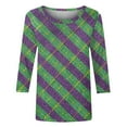 thumbnail image 4 of Gamivast Womens Mardi Gras Sweatshirts 3/4 Sleeve Striped Cute Pullover Loose Fitted Crewneck Tunic Dressy Tops Casual Carnival Party Outfits, 4 of 6