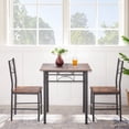thumbnail image 2 of 3-Piece Retro Kitchen Table Set Antique Brown Square Dining Table with 2 Matching Chairs for Small Space, Breakfast Nook, 2 of 6
