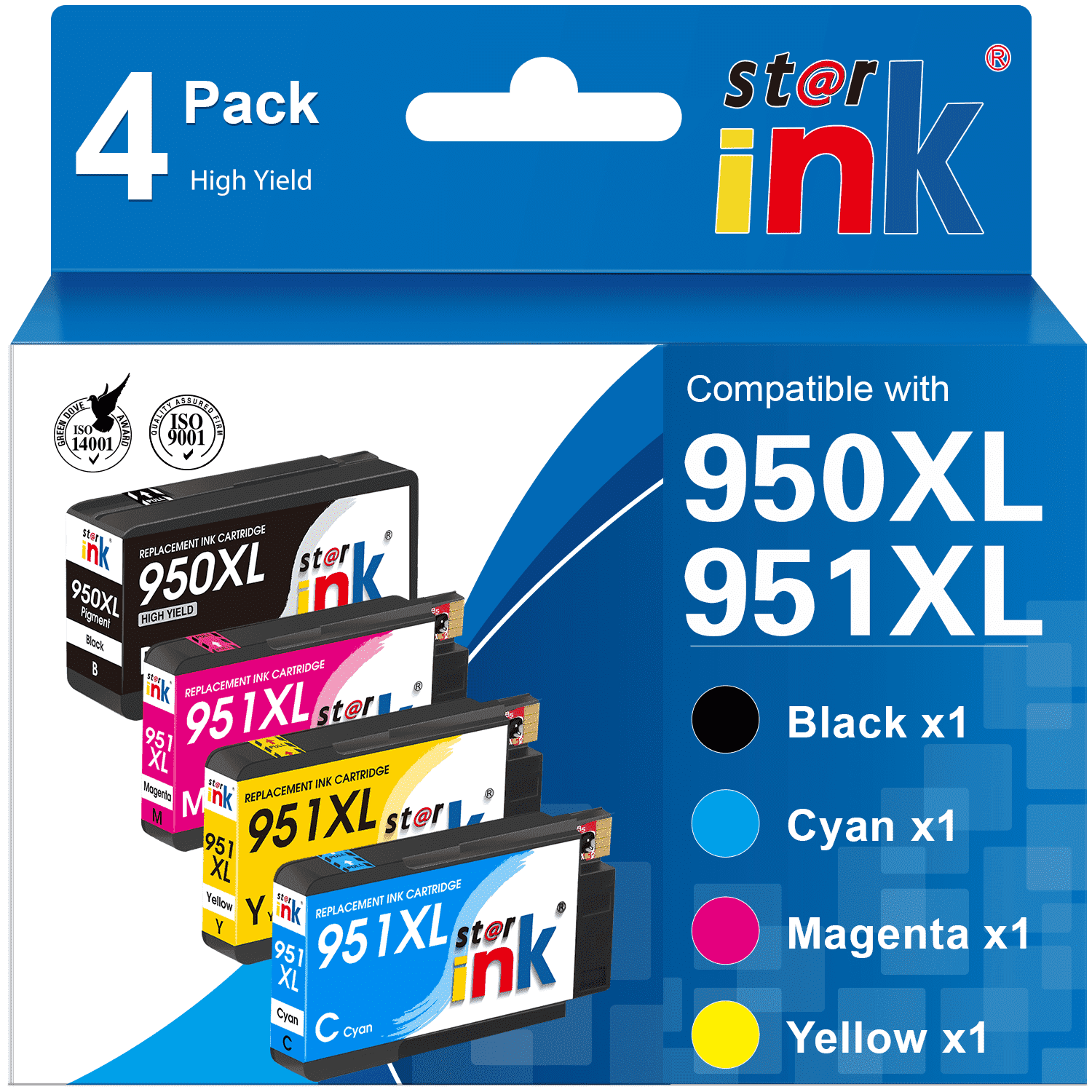 5-Pack HP 564XL Ink Cartridges (Black, Cyan, Magenta, Yellow) - Remanufactured