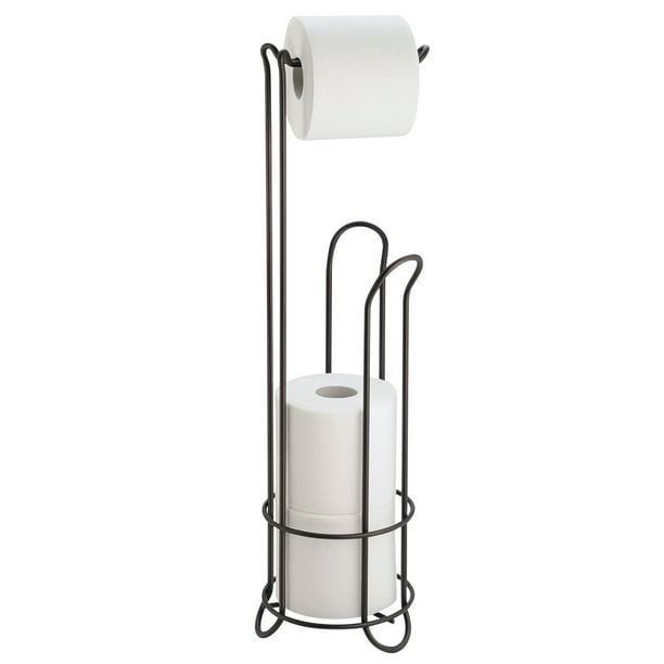 AMG Free Standing Toilet Tissue Paper Holder with Dispenser and Reserve