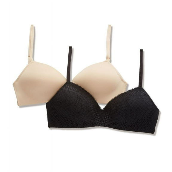 Women's Self Expressions SE0583 Convertible Wireless Bra - 2 Pack (Black/Latte Lift 36C)