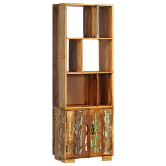 vidaXL Bookshelf Decor Cabinet Book Cabinet with 2 Doors Solid Reclaimed Wood