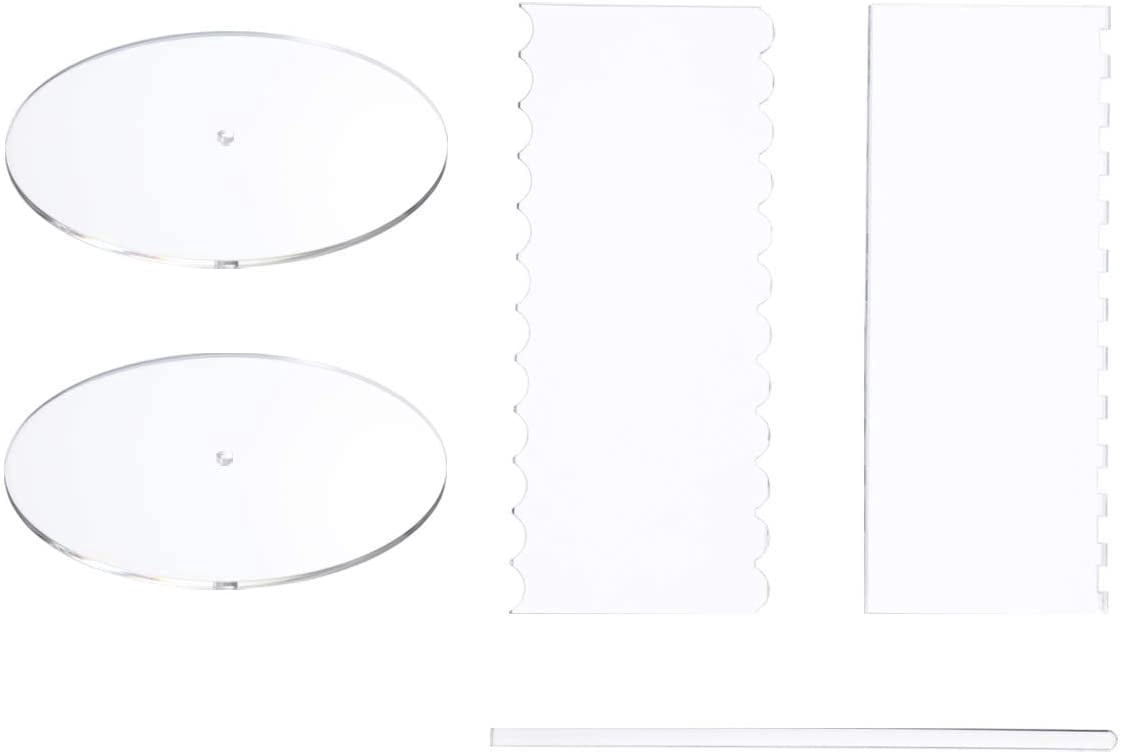 11 Pc Acrylic Cake Discs & Decorating Set - 6.25/8.25/10.25 Inch Round Discs, Scrapers & Dowels For Layered Cakes
