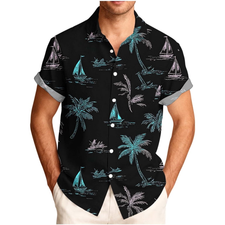 big and tall printed dress shirts Men's Big & Tall Westport Black Long Sleeve Hidden Button Down Collar Printed Sport Shirt Multi / 2XT
