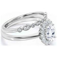 thumbnail image 2 of Beautiful Minimalist 2.00 Carat Oval Diamond Moissanite Engagement Ring, Halo Wedding Ring, One Matching Band in 925 Sterling Silver With Plain 18k White Gold Plating Band Gift For Her, Promise Ring, 2 of 3